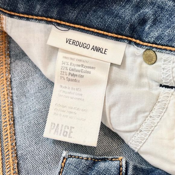 Paige Skinny Verdugo Ankle Jeans Size 25 Brady Destructed Medium Wash - Picture 7 of 8
